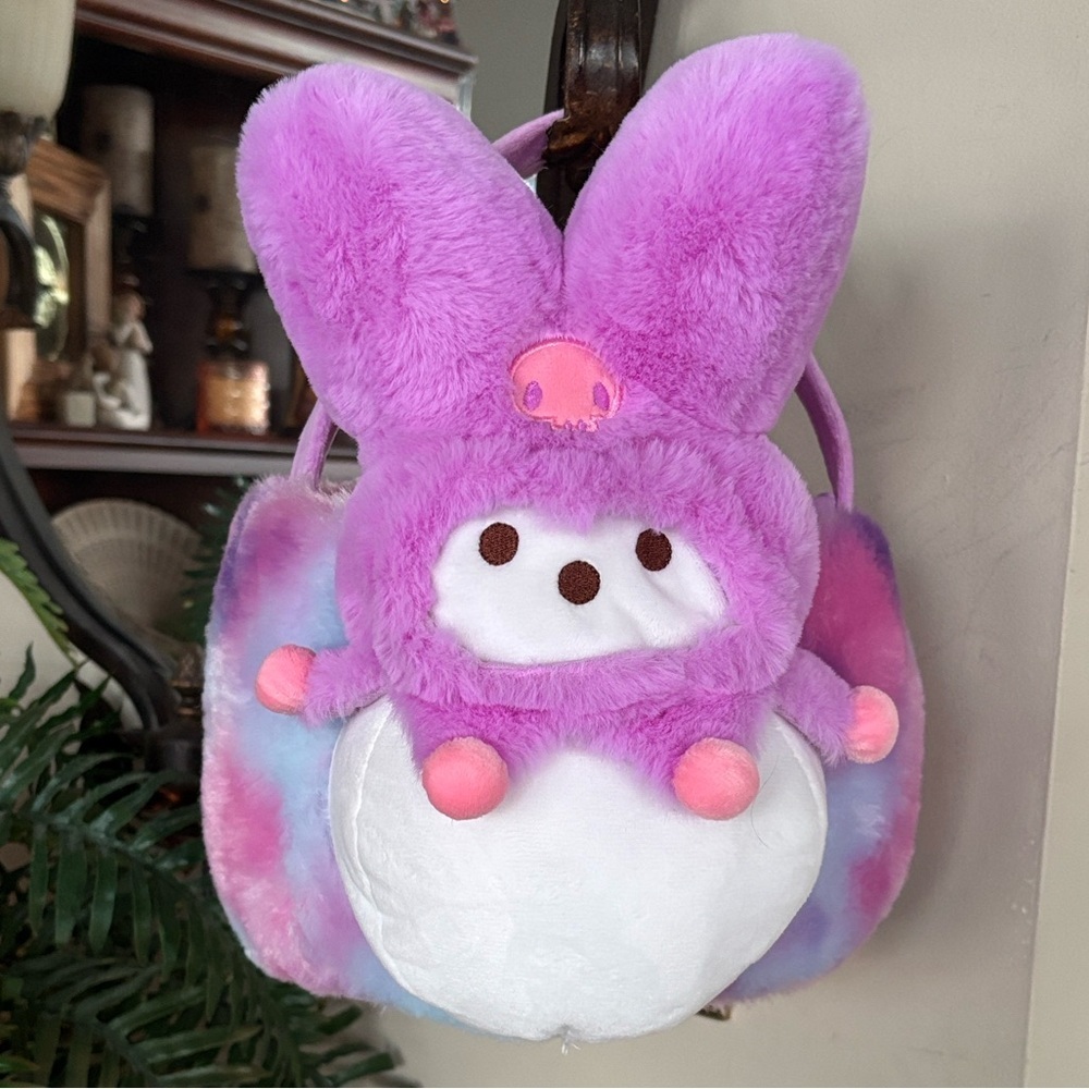 Peeps x Hello Kitty Kuromi Easter Bunny Plush Basket Tie Dye Purple Pink Sanrio